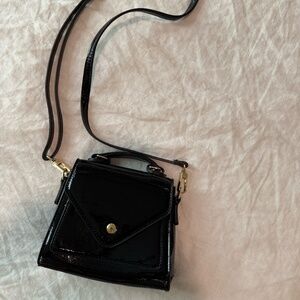 Black Patent Mini Crossbody / Top-Handle Bag